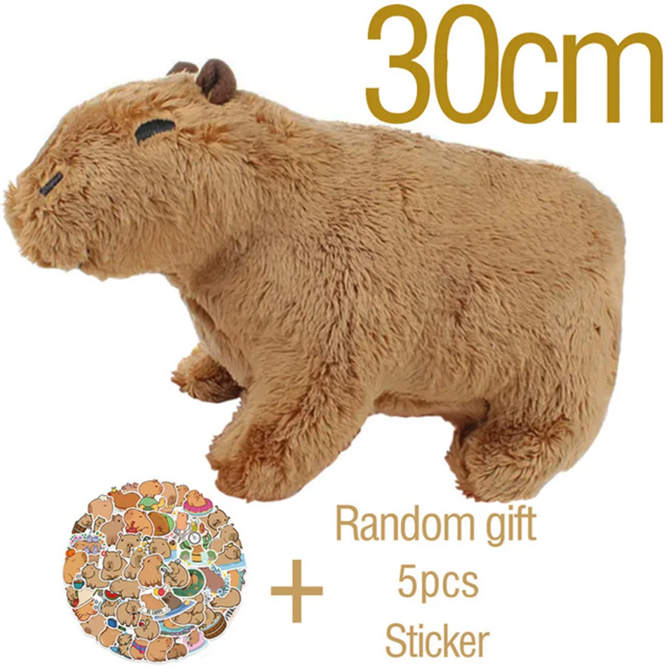 ? 18-30cm Capybara 플러시 시뮬레이션 Capibara 애니메이션 푹신한 장난감 박제 동물 부드러운 인형 어린이 생일 선물 보내기 스티커