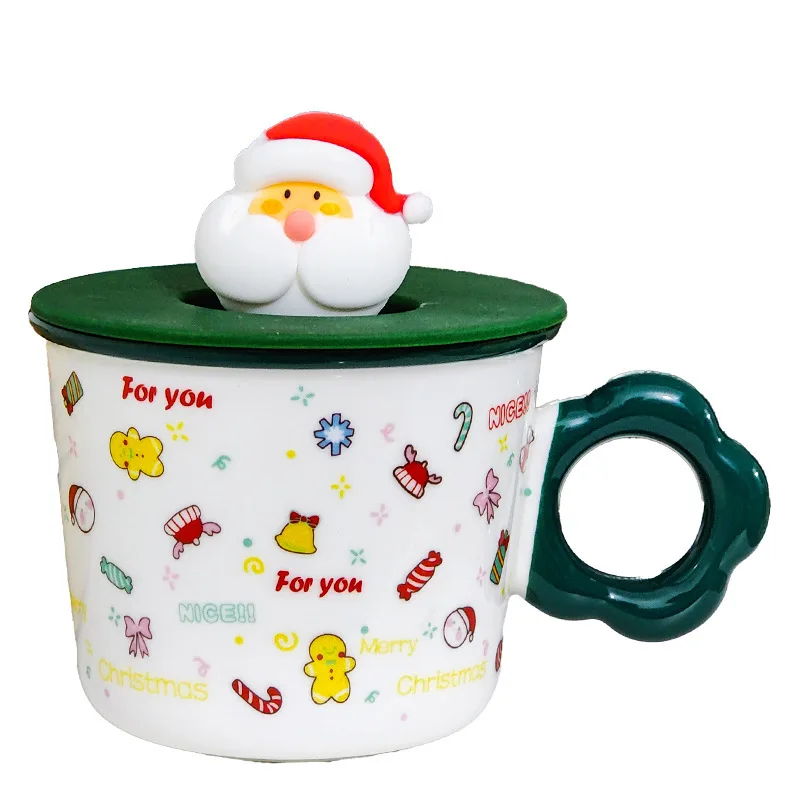 

Good-looking Christmas Cartoon Mug Cute Office with Lid Couple Water Cup Creative Christmas Gift Ceramic Cup
