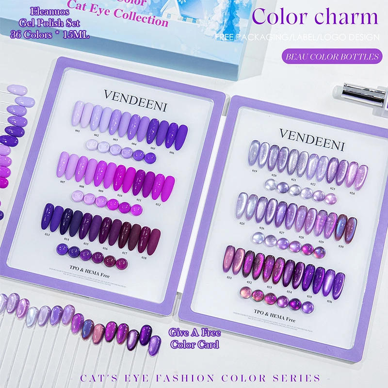 캣아이 젤 폴리쉬 36색, 화려한 유리구슬 크리스탈 캣아이, 살롱 프로 멀티 스타일, 오래 지속되는 쏙 오프 UV LED 네일 젤