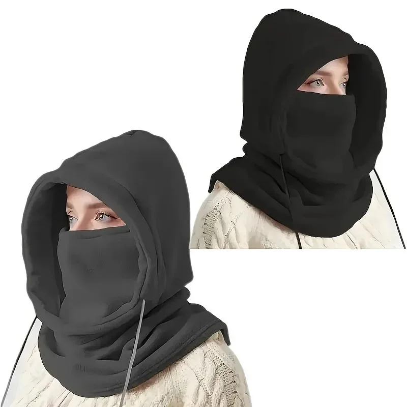Unisex Winter Balaclava Strickhaube - Winddichte Maske mit Kordelzug, Motorrad-Kopfbedeckung Warme Strickmütze für Kaltes Wetter