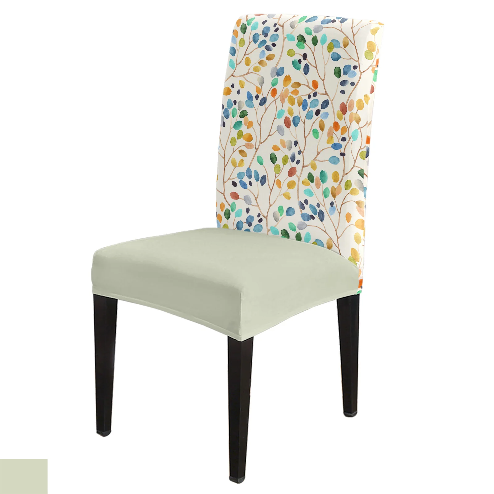 

Colorful Leaves Abstract Chair Cover Set Kitchen Stretch Spandex Seat Slipcover Home Decor Dining Room Seat Cover