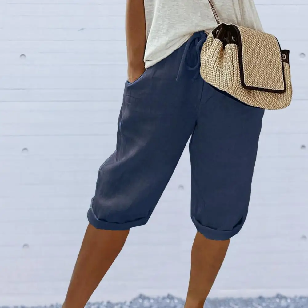 

Women Shorts Stylish Women's Summer Shorts with Elastic Drawstring Waist for Casual Outdoor Activities Loose Fit Solid Color