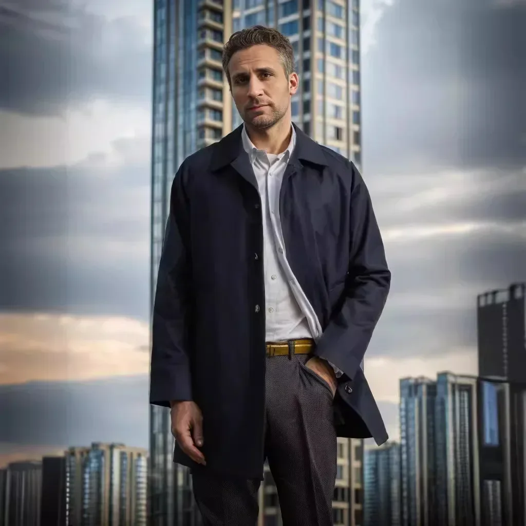 European and American Men's New Solid Color Lapel Slim Fit Single-breasted Casual Windbreaker Coat for Spring and Autumn