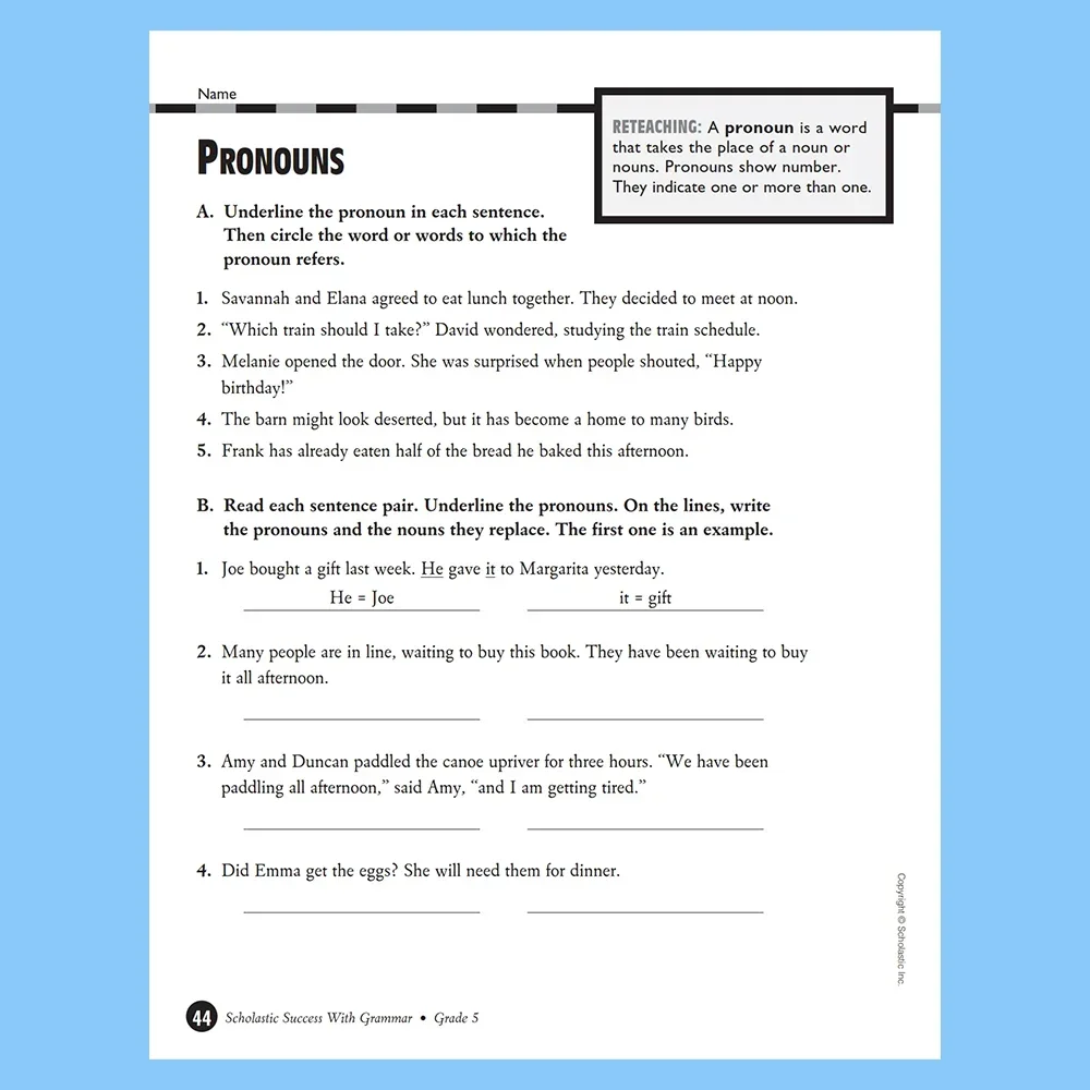 5 books/set Scholastic success with grammar Grade1-5 Improve skills Workbook Learning English 3