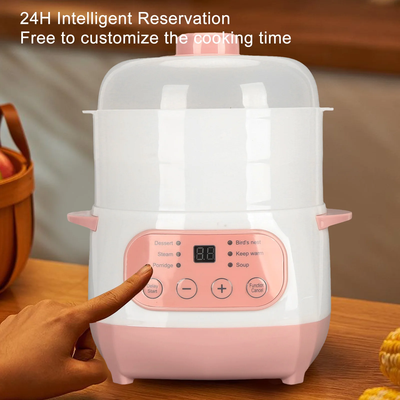 1L Electric Stew Pot Appointment Timing Smart Prevent Dry Burning Cooker Ceramic Soup Pot for Home Kitchen Electric Slow Cooker