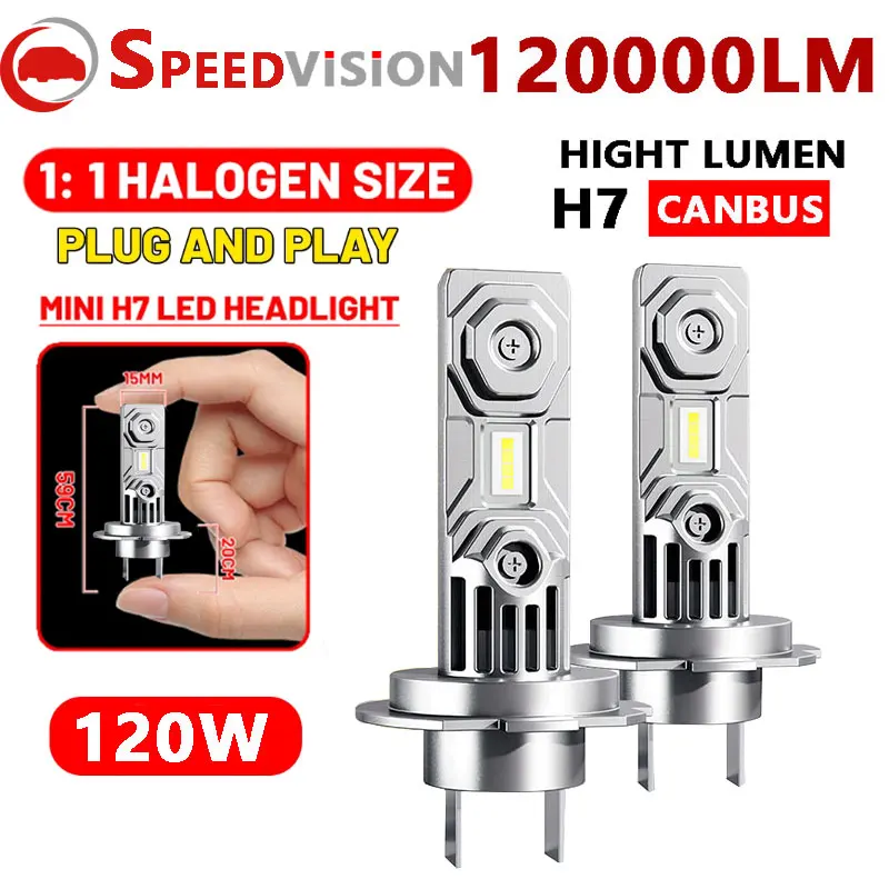 120000Lm H7 Fari A Led Canbus Nessun Errore 120W 6000K Lampadine Per Fari Auto 1: 1 Mini Diodo Luci Auto 12V 24V Camion Auto Diodo