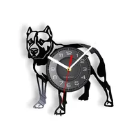 Pitbull Home Wall Decor Decorative Wall Clock Dog Breed Gifts Pitbull Mom Vinyl Record Wall Clock American Bully Mom Retro Clock 1