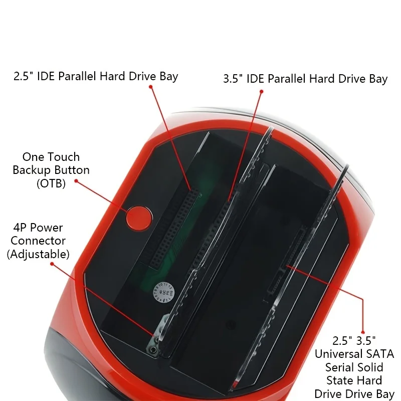 Hdd docking station 2.5 & 3.5 IDE/SATA Universal Hard Drive Dock-Dual-Disk, Dual-Use Serial & Parallel Ports for Maximum Mobility
