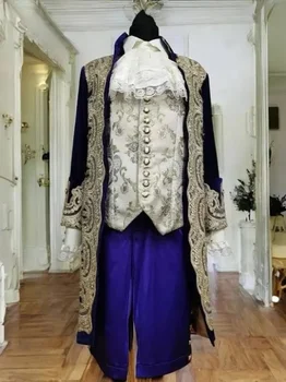 Historical Men's Rococo Baroque Costume Victorian Court Noble French Tuxedo Uniform Suit Louis Χ Ⅵ Gentleman Medieval Ball Gown