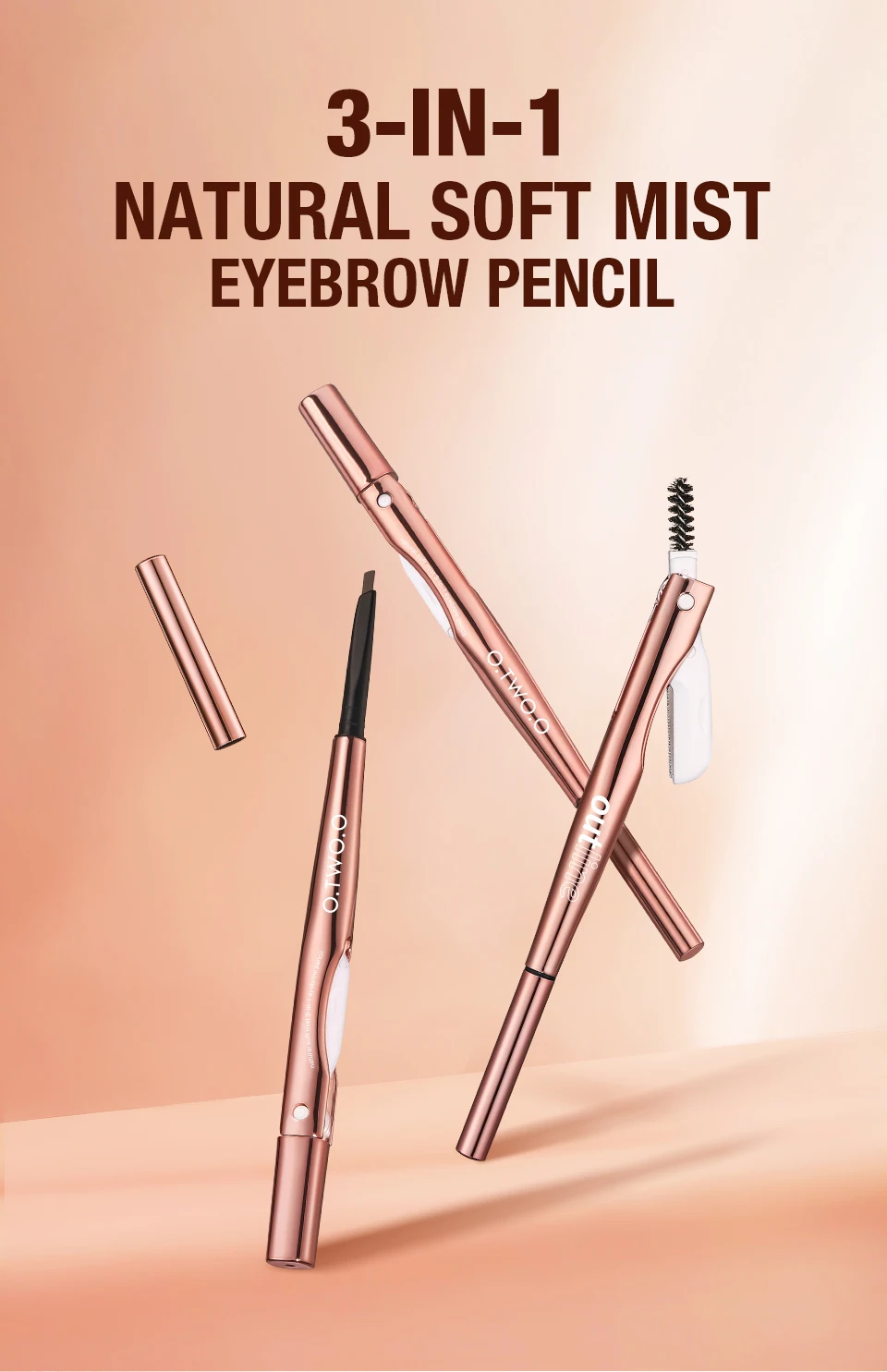 Description Picture 2 of itemO.TWO.O 3 In 1 Eyebrow Pencil With Eyebrow Trimmer Long Lasting Precise Brow Definer Natural Color Waterproof Eye Brow Pen