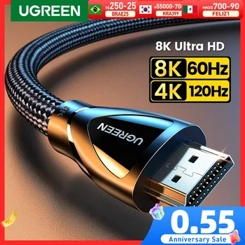 Xbox 시리즈 X HDMI 2.1 케이블 용 Ugreen HDMI 케이블 Xiaomi Mi Box PS5 HDR10 + 48Gbps HDMI 120 용 8K/60Hz 4K/2.1Hz HDMI 분배기