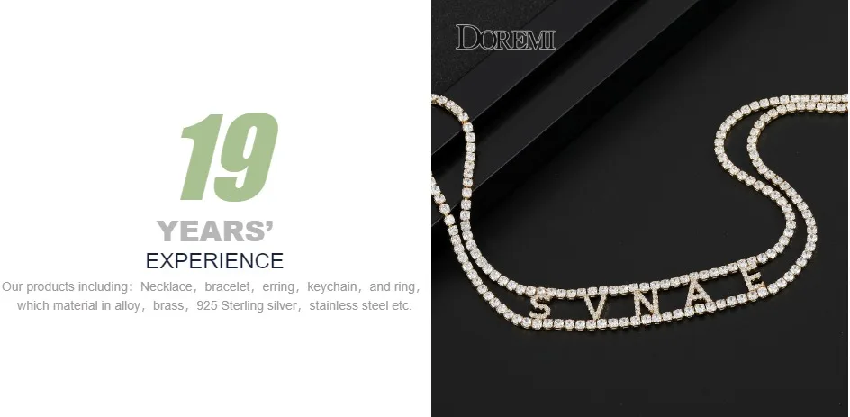 DOREMI 9mm 3A Zircon CUSTOM Name Necklace with 2 Rows 3mm Tennis chain Personalized Name Number Choker Women Iced Out Name Chain