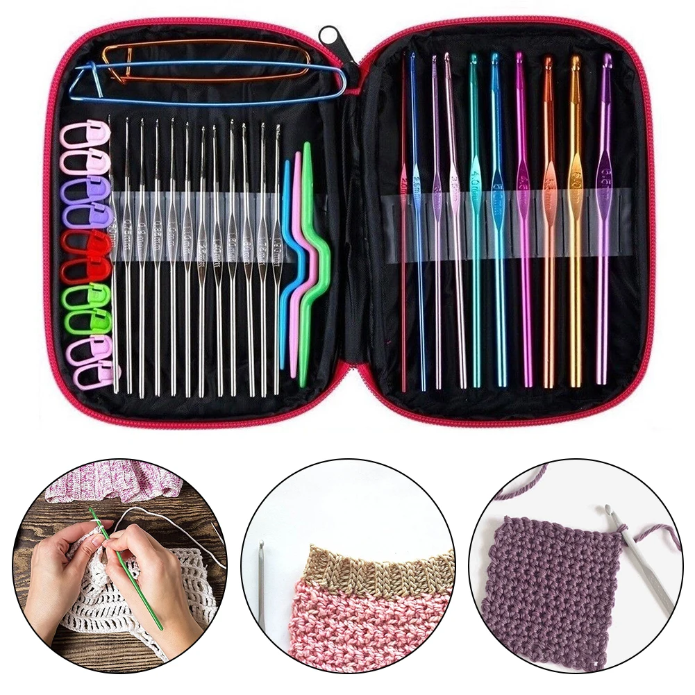 Knitting Needles Set 100pcs Crochet Hooks Knitting Needles DIY Weave Sewing  Tools Full Set Knit Gauge Scissors Stitch Holders