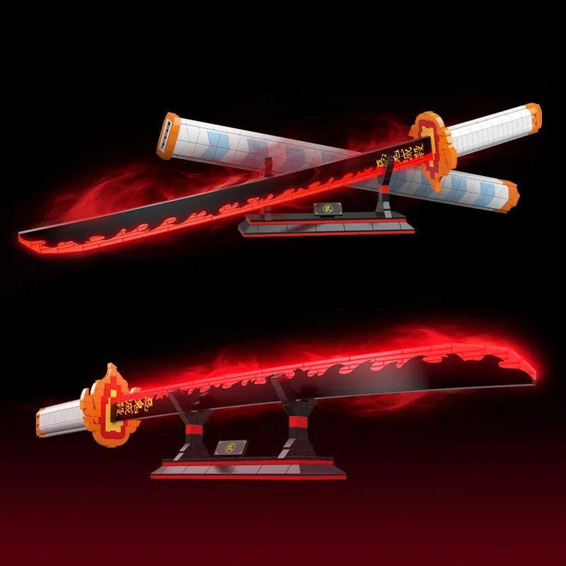 

Assembly Building Blocks Toy Demon Slayer Anime Peripheral Rengoku Nichirin Sword Luminous Model Toys Kids Adults Christmas Gift