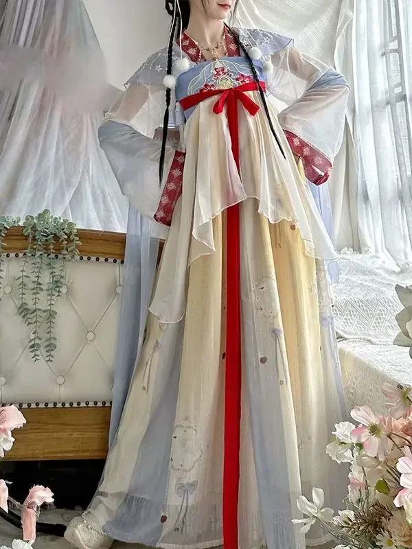 

Chines Hanfu Women Tang Ming Chest-length Skirt Print Daily Spring And Summer Women's Clothing Stage Costume