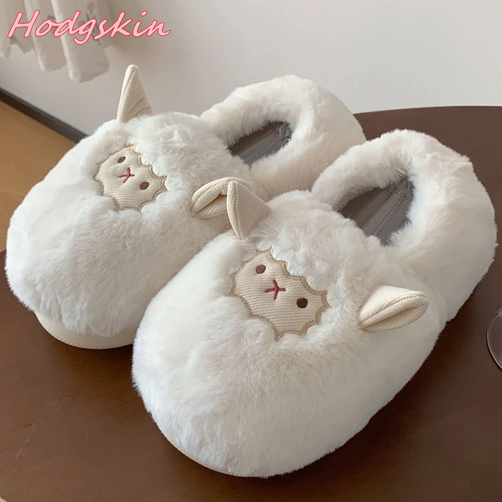

Winter New Women Cotton Slippers Round Toe Covel Heels Flat with Shoes White Slip On Soft Sole Fashion Women Warm Shoes