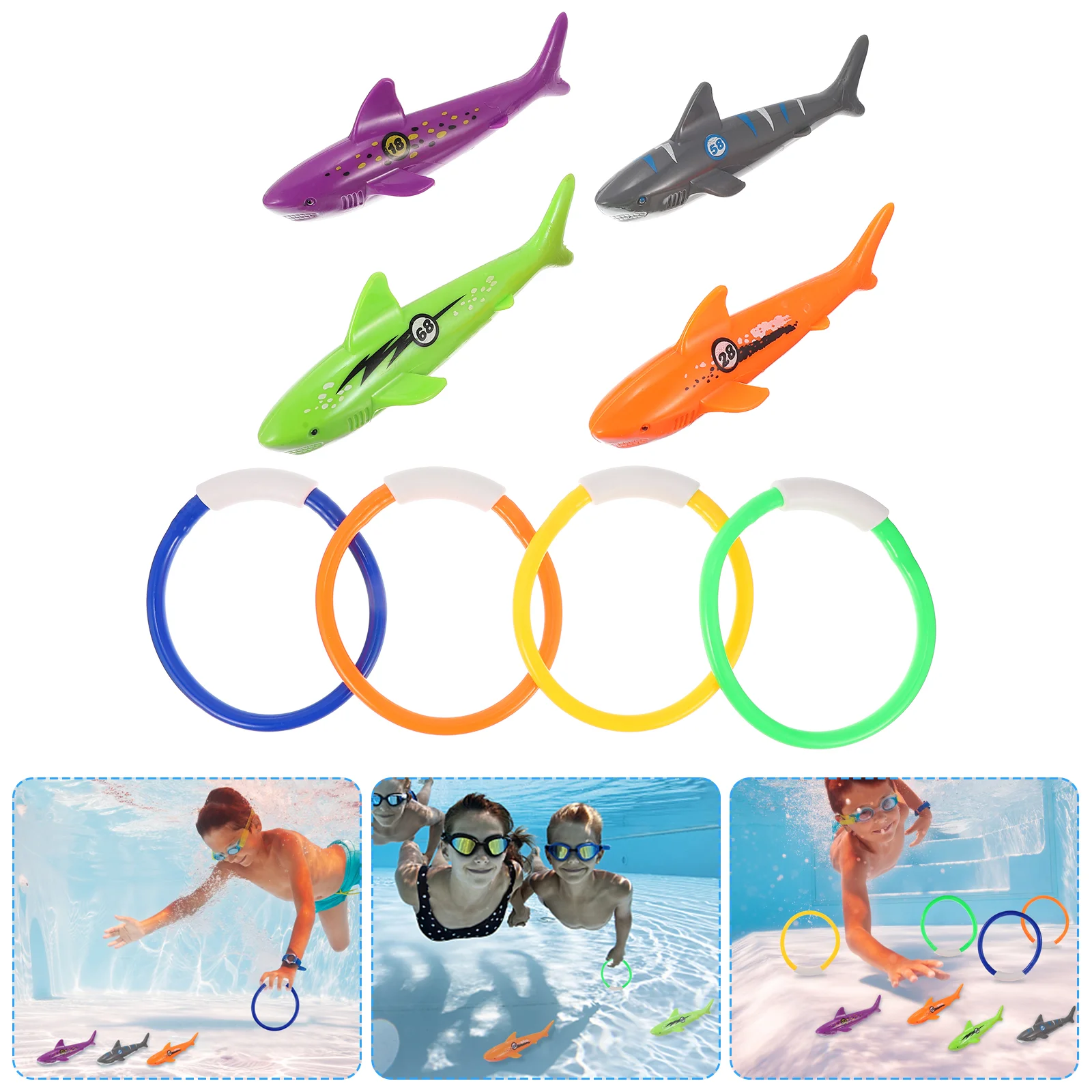 

8 Pcs Diving Torpedo Toy Pool Accessories for Children Ring Poscina
