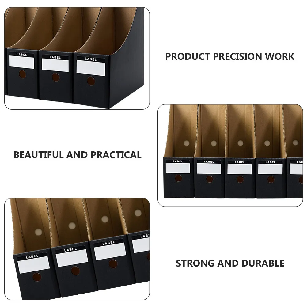 5Pcs 공간 절약형 데스크탑 파일 보관 케이스 사무실 연구 기숙사 도서 파일을 위한 프리미엄 크래프트 종이 문서 정리함