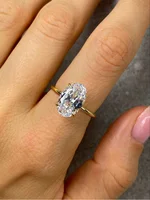 Bague en argent Sterling 925 en Zircon 1-8CT, magnifique bague ovale brillante en pierre pour femmes, fiançailles, mariage, luxe, bijoux fins de haute qualité 3