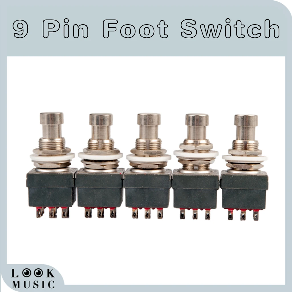 LOOK MUSIC 5 PCS Box Stomp 9-Pin 3PDT Electric Guitar Effect Pedal Switches Push Button Footswitches True Bypass Black | Спорт и