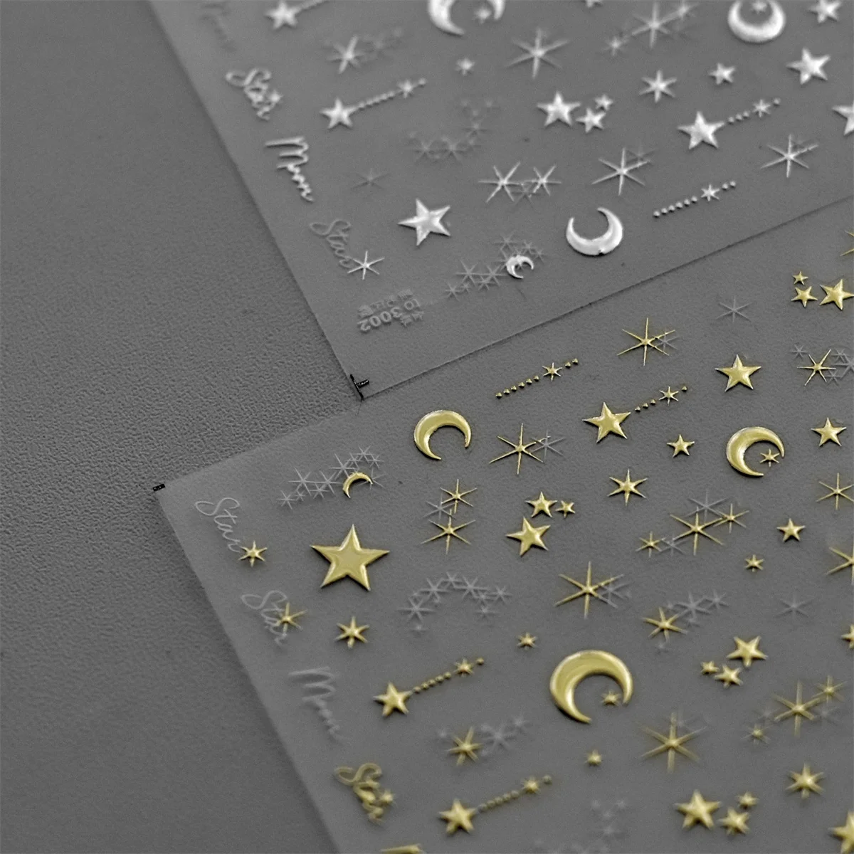 1pcs 5D Bronzing Star Moon Nail Art Stickers Luxury Gold Silver Adhesive Slider Press on Nail Decoration Decals Accessories DIY 3
