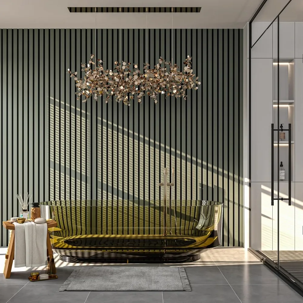 Description Picture 5 of item2 Pack - 94” L x 12.6” W Soundproof Acoustic Wood Wall Panels, 3D Slat Paneling, Decorative Panels for Walls and Ceilings