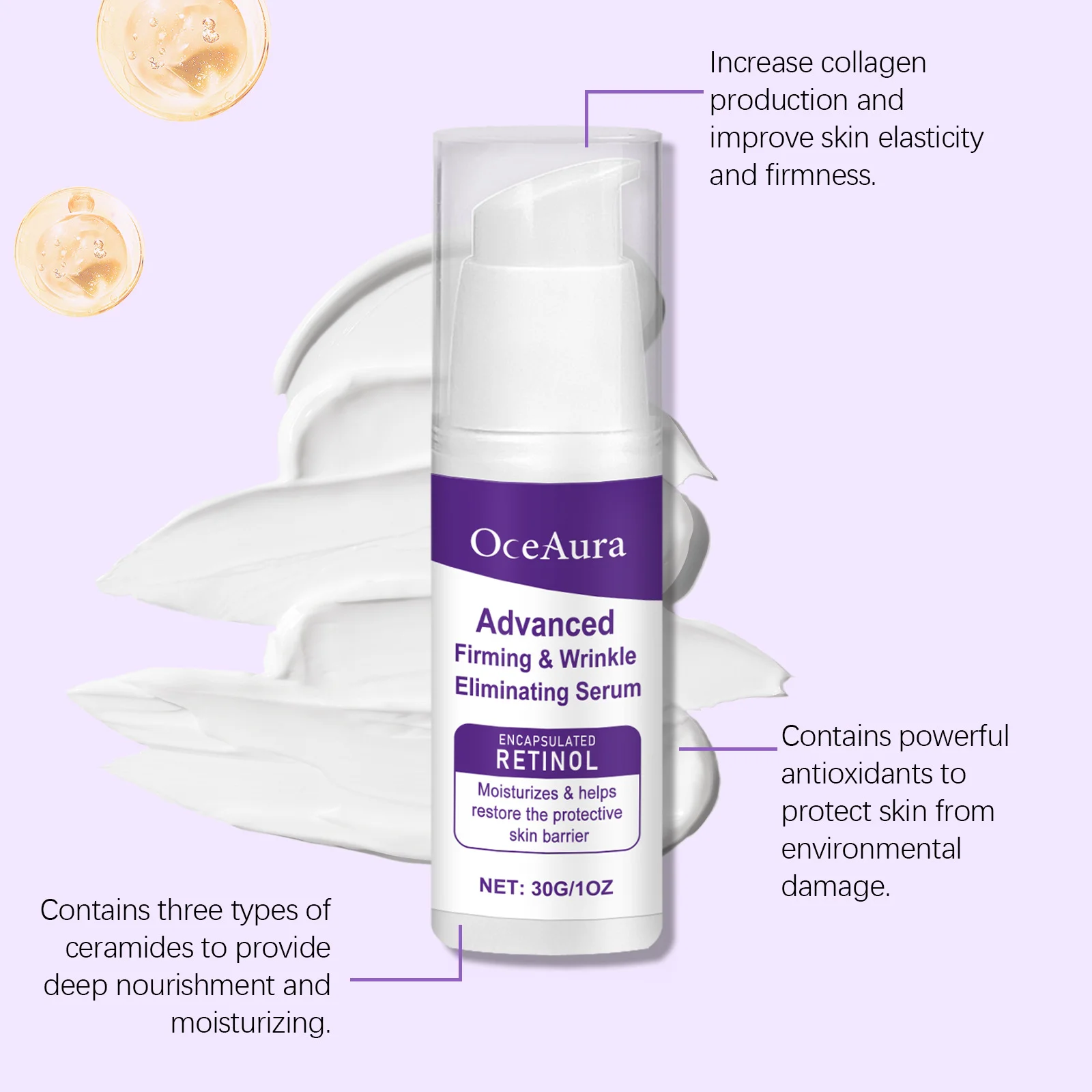 OceAura Retinol Body Lotion Firming Moisturize Anti-Wrinkle Stretch Mark Repair Improve Elasticity Sagging Skin Tightening Cream 4