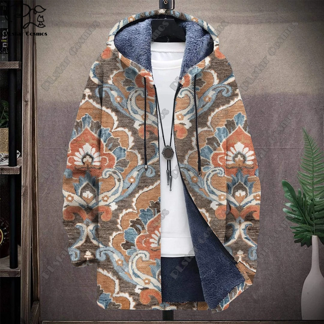 3D printed colorful tribal retro pattern hooded zipper warm and cold-proof jacket for your own winter casual series-F3 footprints pattern clothes dust proof cover zipper bag dark blue garment protector fully enclosed cover bag hanging storage bag