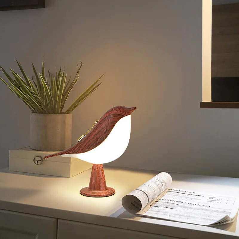 

Creative 3 Colors Bedside Lamp Touch Switch Wooden Bird Night Lights Dimming Brightness Bedroom Table Reading Lamp Decor Home