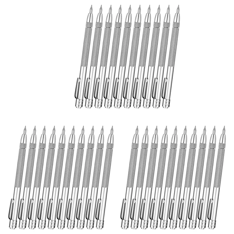 30 Pieces Tungsten Carbide Scriber With Magnet Aluminium Etching Engraving Pen With Clip For Ceramics Glass Marble