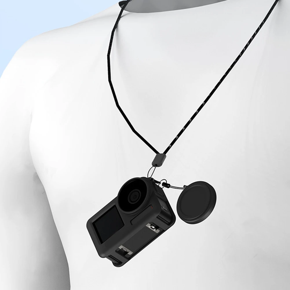 Silicone Protective Case Cover Quick Release Border Protector Cover with Neck Rope for DJI Action 3 4 Camera Accessories
