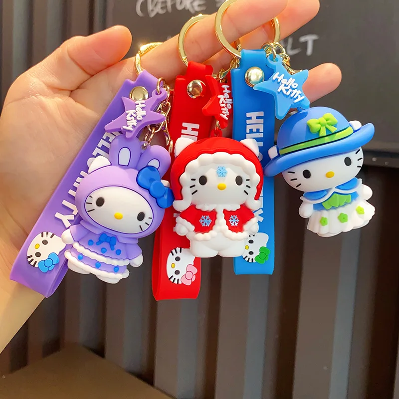 

New Cute Sanrio Hello Kitty Pendant Keychain Kids Cartoon Pendant Keyring Kawaii Girls Backpack Keyring Birthday Gifts Jewelry