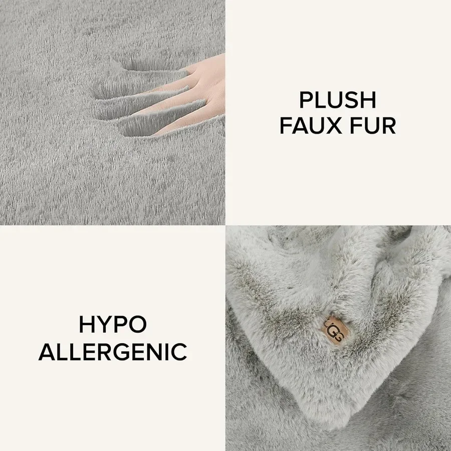 Euphoria Plush Faux Fur Throw Blanket Medium Weight Reversible Luxury Soft Throw for Couch Bed or Chair Hypoallergenic Machine
