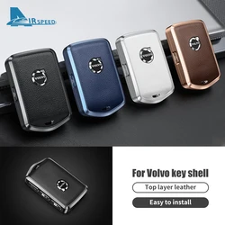 Metal Cowhide Car Remote Key Case Cover Shell For Volvo XC60 XC40 XC90 S90 V60 S60 V90 2010-2022 Holder Protector Fob Keychain