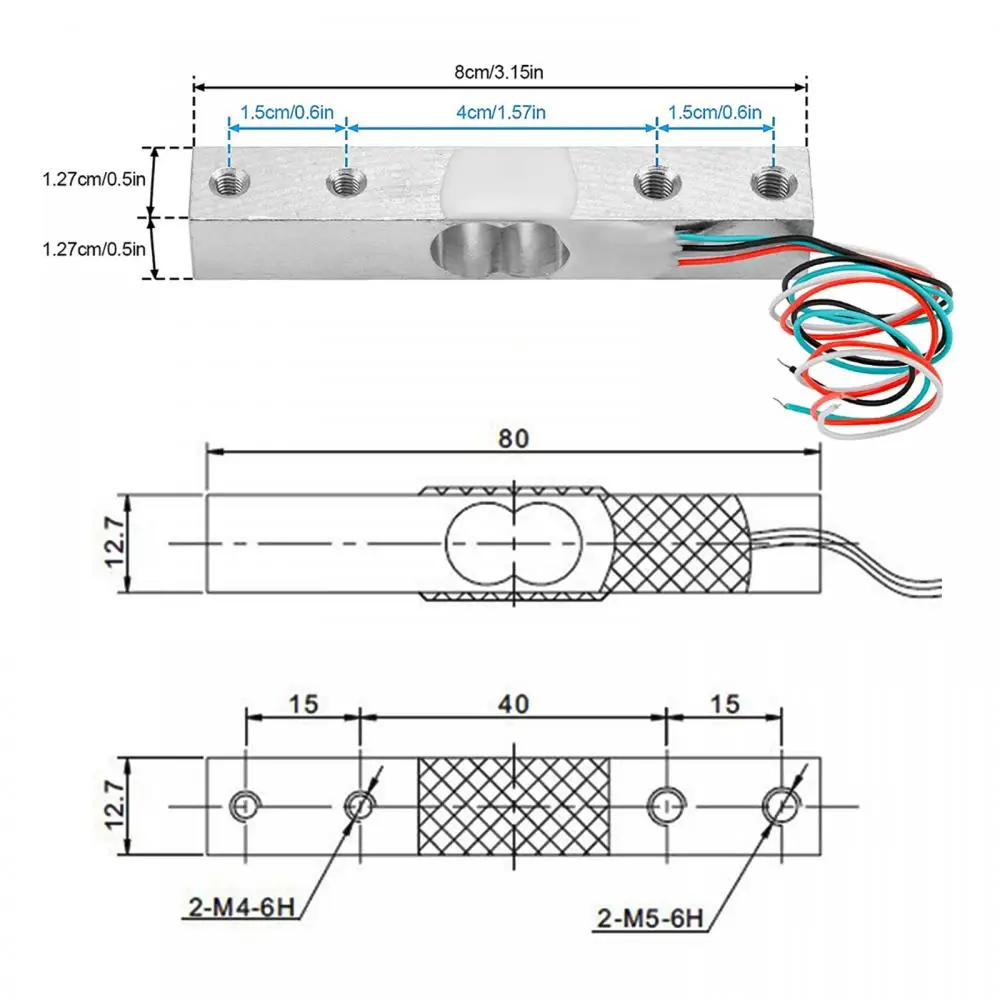 5/10 Stück 1kg 2kg 3kg 5kg 10kg 20kg Wägezelle Gewichtssensor Elektronische Waage Aluminiumlegierung Wiegesensor für HX711 AD – Detail 5