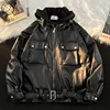 American Style PU Leater Hooded Coats Women Man Spring Autumn Long Sleeves Zipper Loose Jacket Fashion Trend Motorcycle Tops