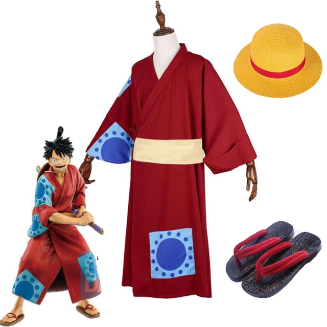 Anime One Piece Monkey D Luffy Wano Country Arc Cosplay Costume