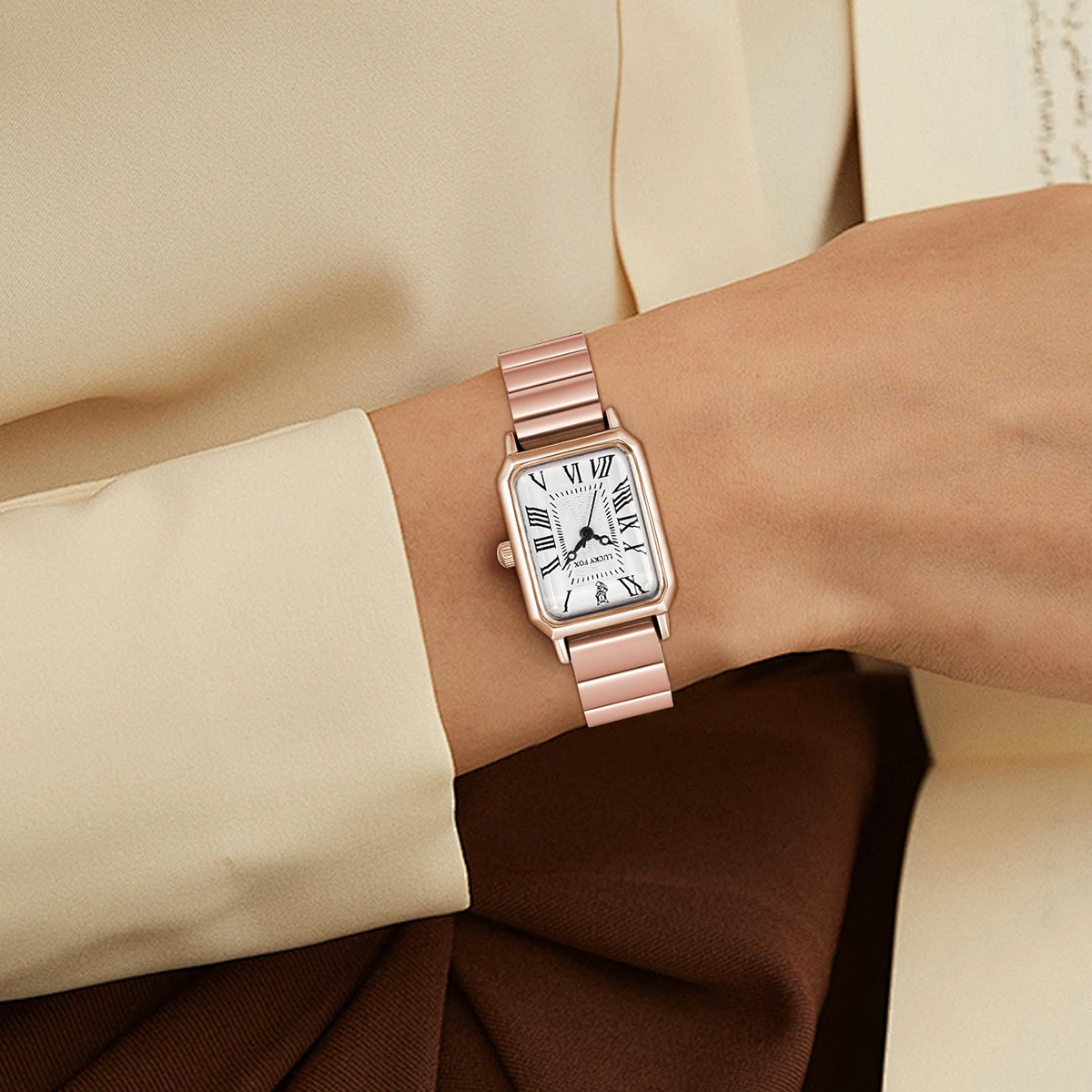 LUCKY FOX New Fashionable and Simple Women Watch Bracelet Jewelry Temperament Small Square Steel Strip Women Quartz Watch Reloj 5