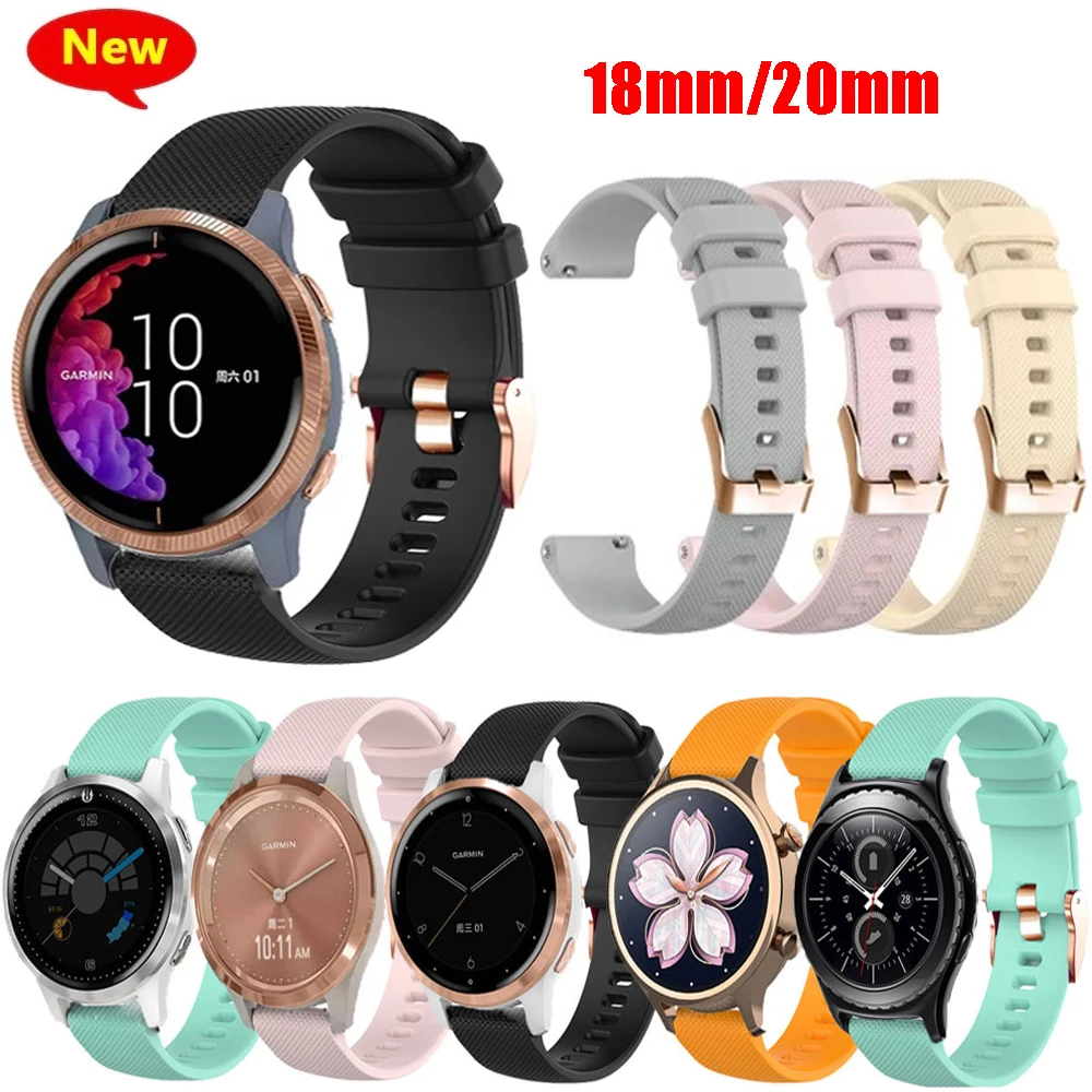 

Силиконовый ремешок 20/18 мм, спортивный браслет для Garmin Forerunner 245 м/645/Vivoactive3/CAME SQ, браслет f /Huawei Watch 2/GT 2