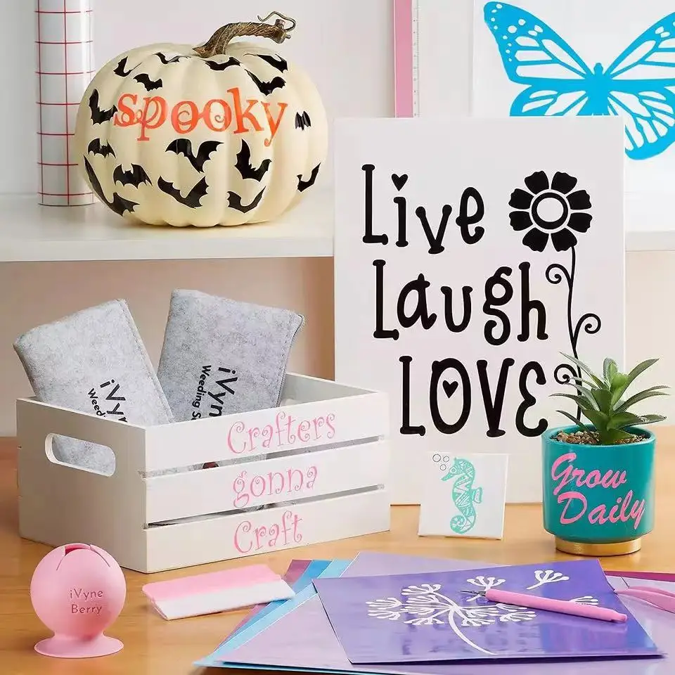 Permanent Adhesive Vinyl 18 Colors For Crafts cut Silhouette Expression Relief Making Sign Wall Cup Party Decoration