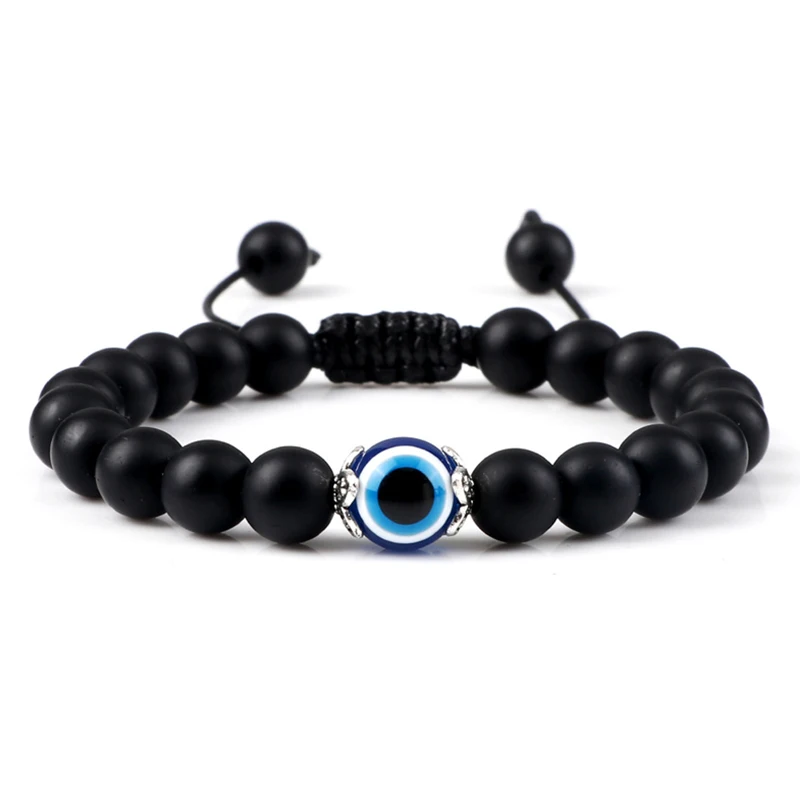 

Men Distance Evil Eye Beads Bracelet 8mm Natural Matte Tiger Eye Agates Lava Stone Braided Bracelets for Women Fashion Jewelry