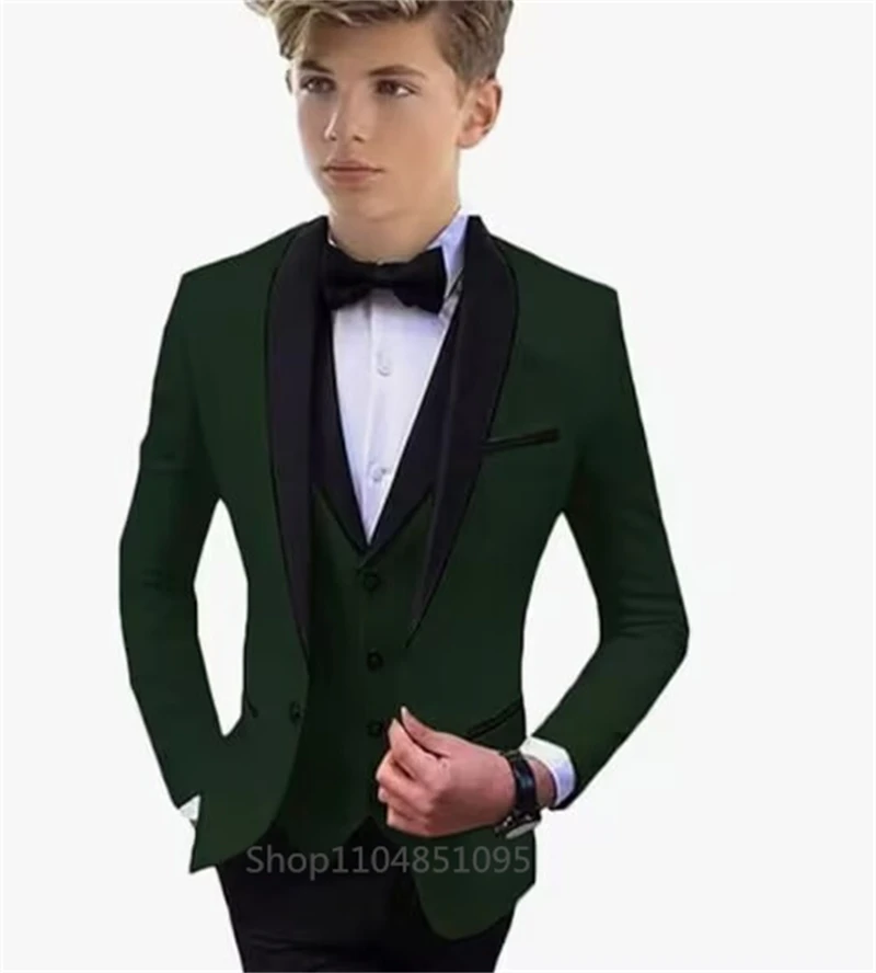 Dark Orange Handsome Boys Suit 3 Piece Suit Big Kids Wedding Suits 2-18 Years Old Party Prom Tuxedo Blazer Vest Pants for Boys