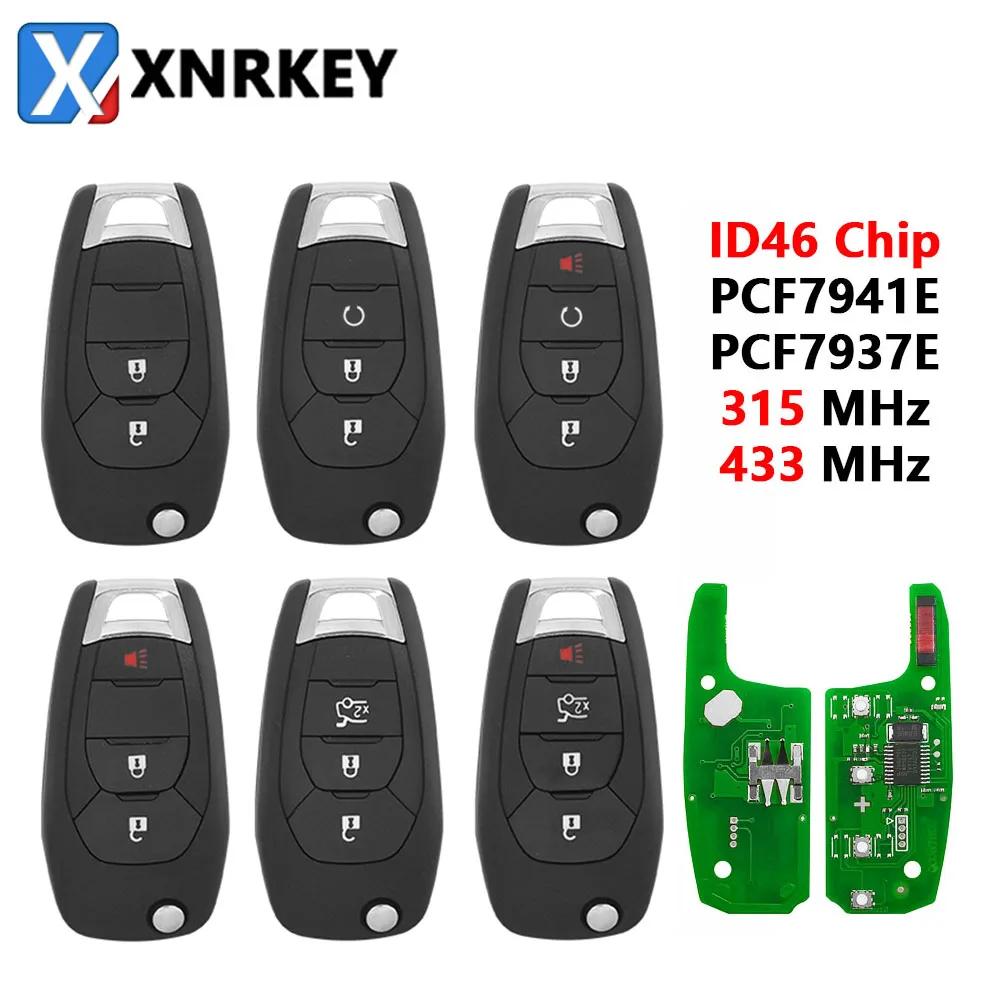 XNRKEY 2/3/4 Button Flip Remote Car Key ID46/PCF7941E Chip 315/433Mhz for Chevrolet Cruze Avo Trailblazer Onix Tracker Smart Key