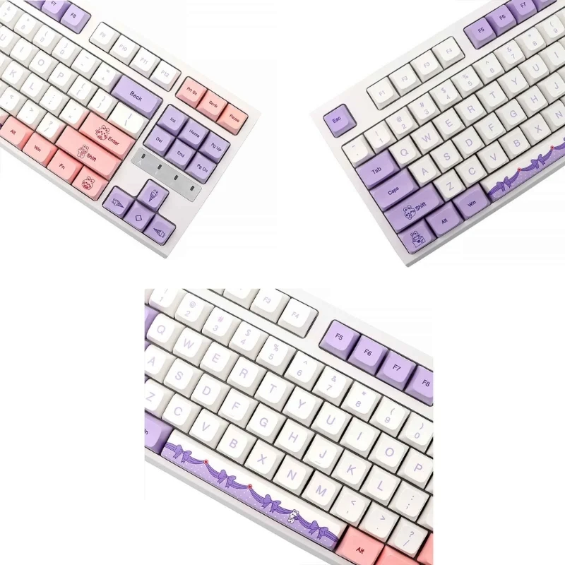 

20CB Custom Keycap PBT Standard Dye Sublimation Lavender Rabbit Keycaps 147Keys XDA Profile for Mechanical Keyboard GK61 64