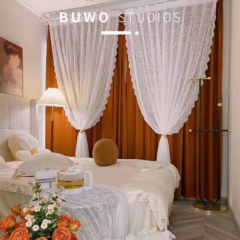 Pastoral White Tulle Sheer Curtains Voile Organza Curtain Fabric Window Drapes For Bedroom Home Decoration Custom Made Curtains
