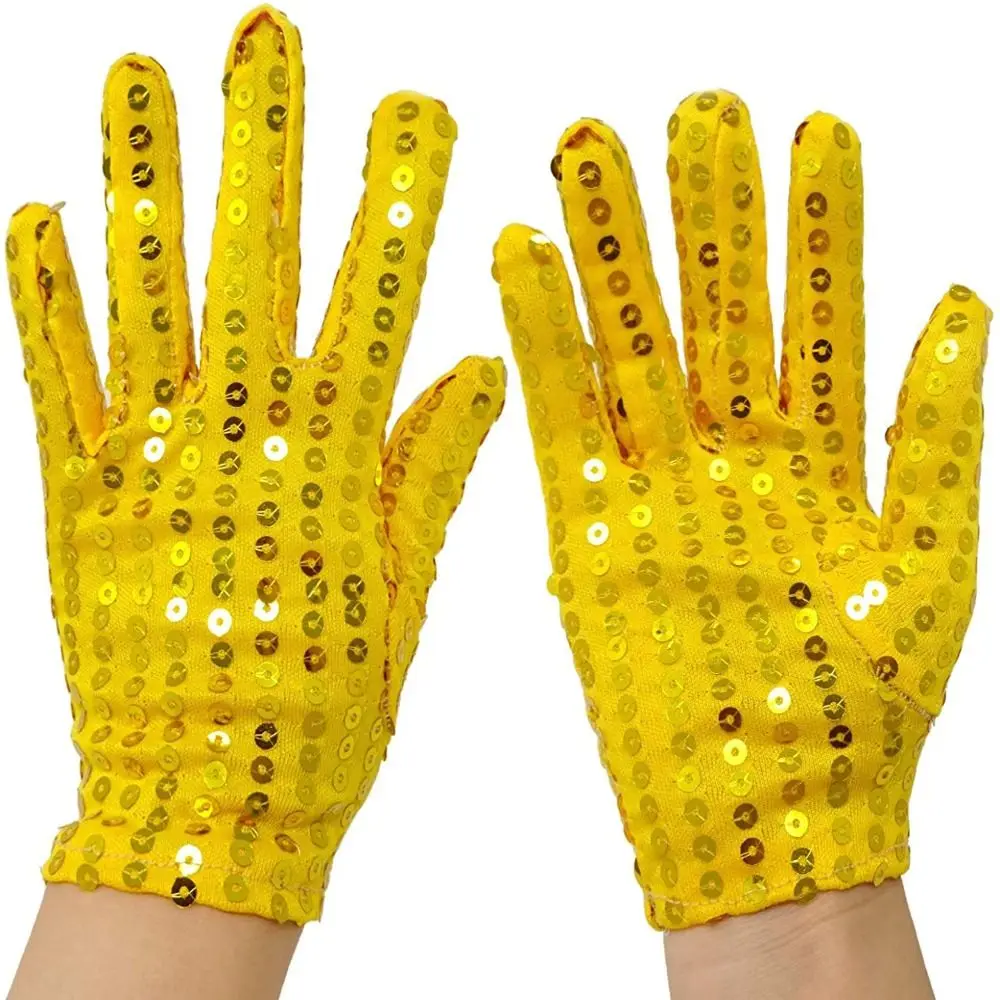 Punk Disco Costume Gothic Dancing Gloves Club Handwear Performance Mittens Shining Sequins Gloves