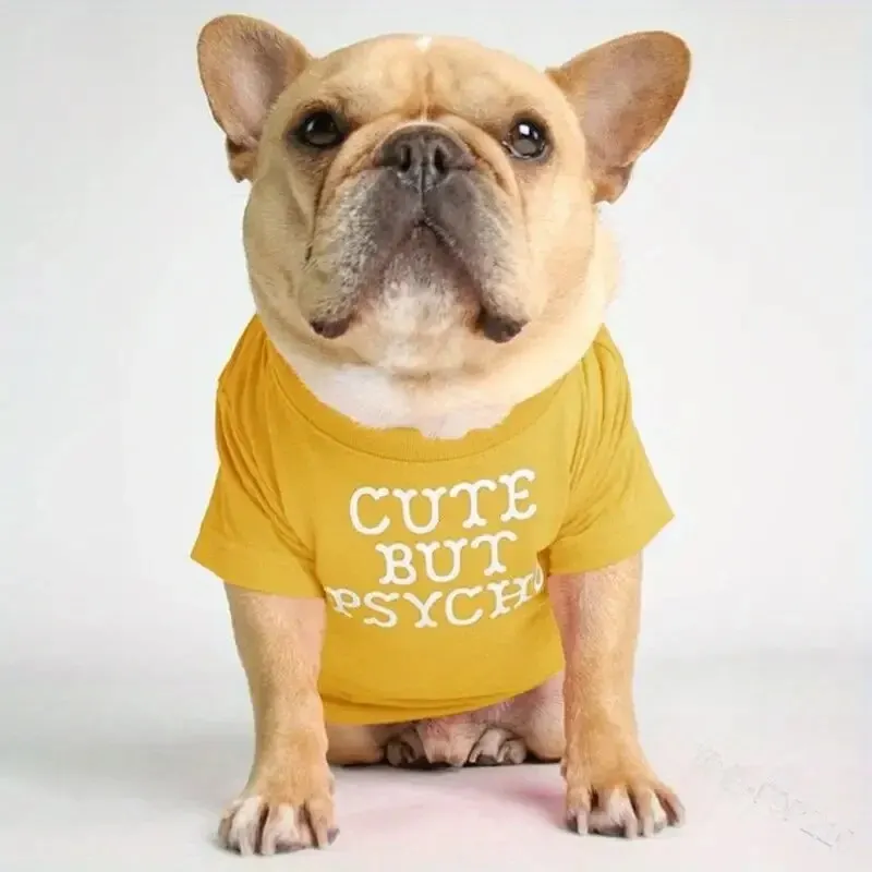 Pet Dog Shirt For French Bulldog Round Neck Dog T-shirt With Letter Printed Suitable For All Seasons pet dog shirt