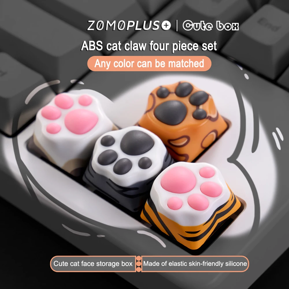 

ABS Silicone Kitty Paw Artisan Cat Paws Pad Keyboard keyCaps For cherry MX Switches Personality Soft Feel Cute Cat Claw keycap