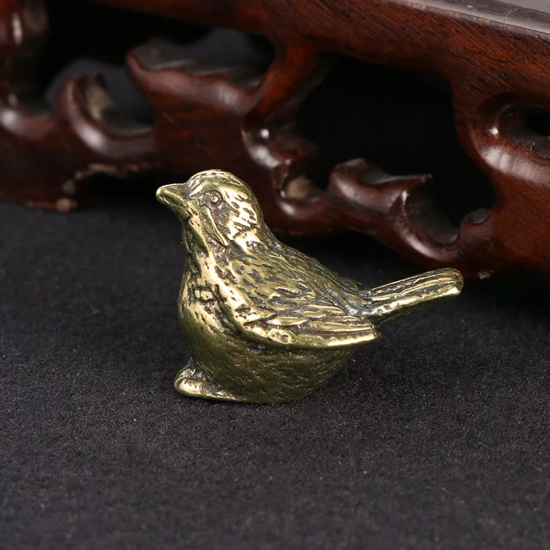 

Small Sparrow Statue Metal Brass Tea Pet Table Ornament Home Decoration Accessories Retro Bird Animal Figurines Miniatures Craft