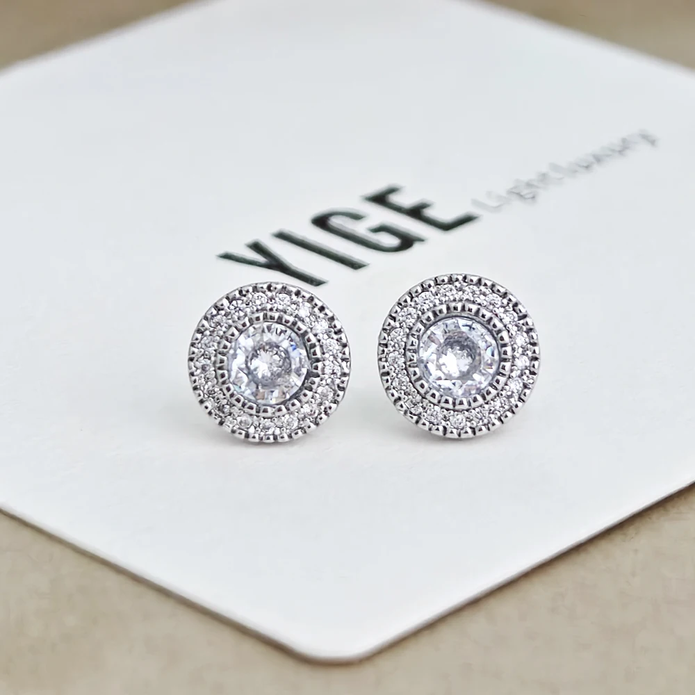 Stud Earrings Delicate Small Round Women with Shiny Cubic Zirconia Simple Versatile for Teens Fashion Jewelry